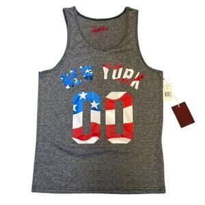 Brooklyn Cloth New York Cotton Blend Patriotic 00 Gray Tank Top Size Small